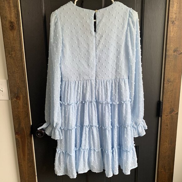Altar’d State Eliza Dress French Blue Swiss Dot Women’s Size Medium Ruffles - Picture 7 of 15